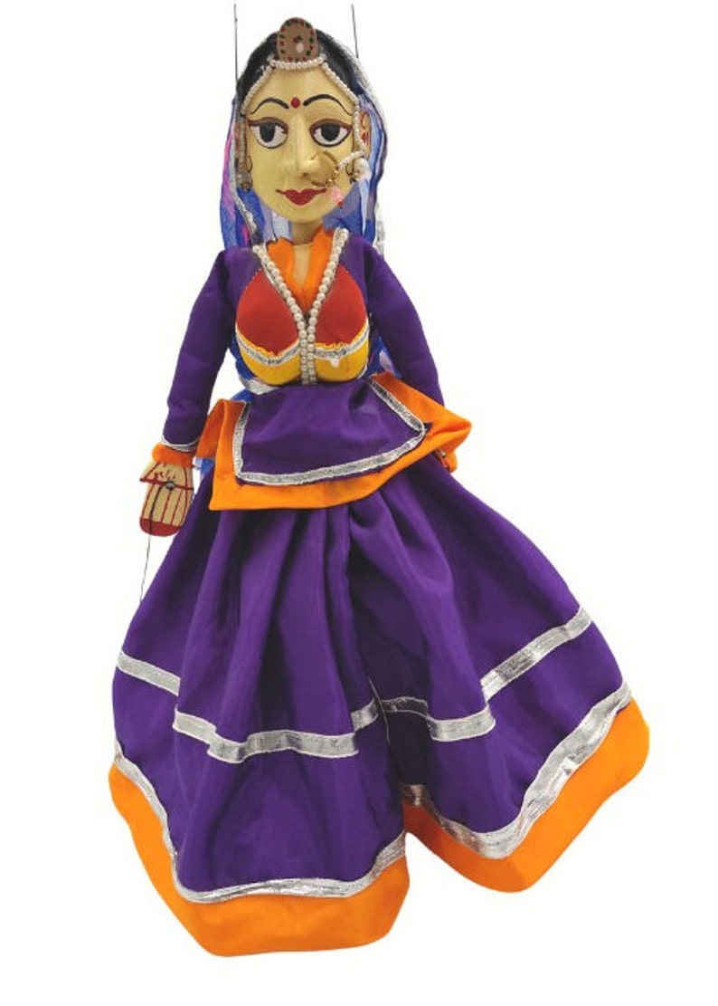 Indian String Puppet RAJASTHANI STRING PUPPET Topsy Turvy Doll Wood Carved Polychrome Ornate ...