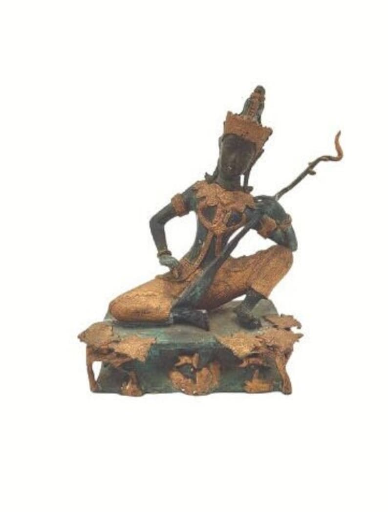 THAI MUSICIAN STATUE Circa 1950 Heavy Bronze Statue of Prince Etsy