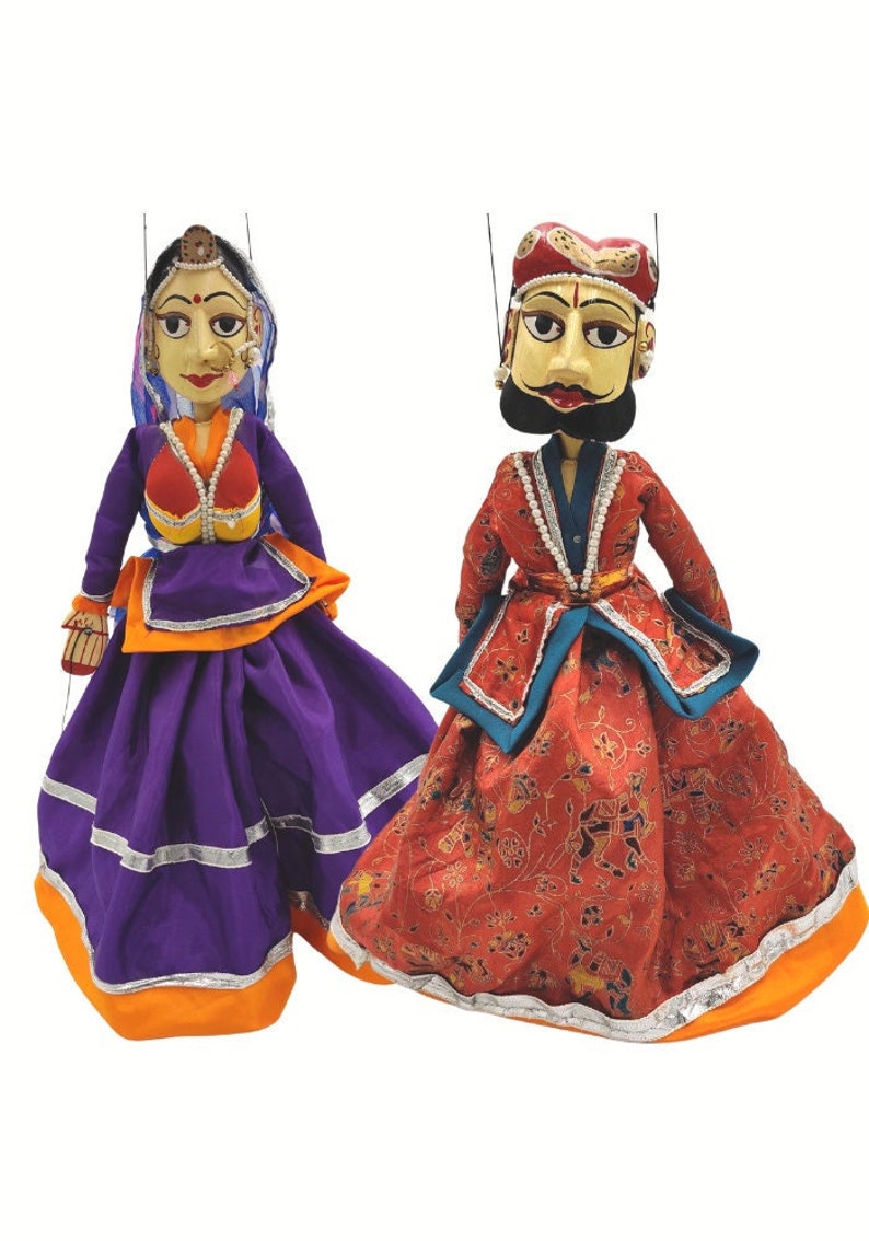 Indian String Puppet RAJASTHANI STRING PUPPET Topsy Turvy Doll Wood Carved Polychrome Ornate ...