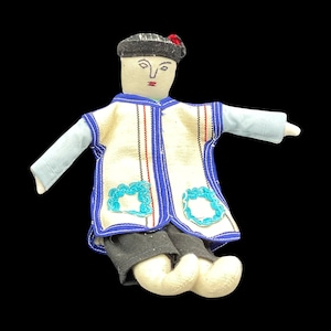 COLLECTIBLE WORRY DOLL vintage traditional doll of man in traditional attire. Large East Asian Worry textile doll  Folk-Art ref: N15