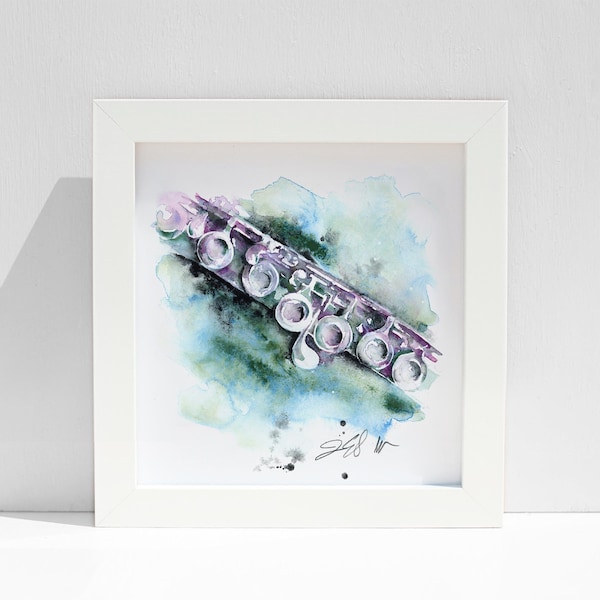 Flûte traversière aquarelle Moonglow 20 x 20 cm