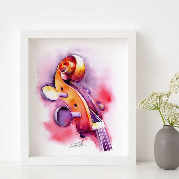 Poupée violoncelle in Fraise | Illustration pour instrument de musique par Jamie Hansen