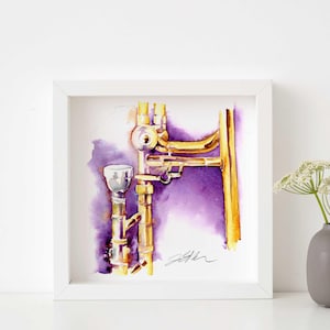 Gold Trombone Watercolor