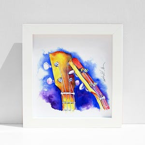 Ukulele headstock wall art -  pair of ukuleles watercolor, music room decor - Music Room art