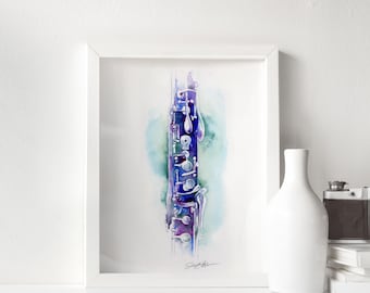 Eb Alto Clarinet in Blue Watercolor by Jamie Hansen