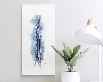 English Horn Watercolor Painting: 10x20 Print by Jamie Hansen