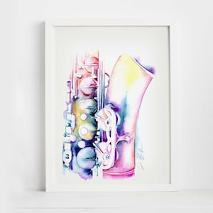 Tenor Saxophone 8&quot; x 10&quot; watercolor