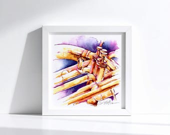 Sousaphone in Magenta | Watercolor Art by Jamie Hansen
