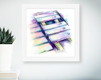 Glockenspiel | 8" x 8" Print | Watercolor Painting by Jamie Hansen