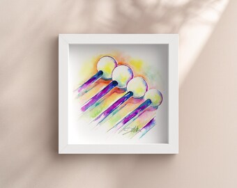 Lemon Mallets | 8" x 8" Print | Watercolor Painting by Jamie Hansen