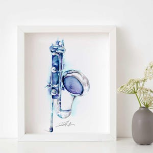 Bass Clarinet Watercolor Art | Musical Instrument Painting by Jamie Hansen