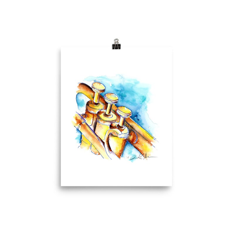 Trumpet Wall Art Jazz Watercolor Music Room Decor Music Etsy