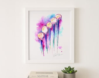 Yarn Percussion Mallets | 8" x 10" Print | Watercolor Painting by Jamie Hansen