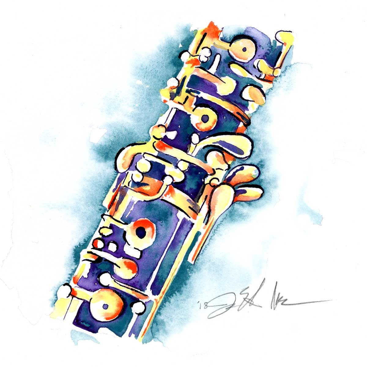 Oboe Art woodwinds watercolor by Jamie Hansen Etsy