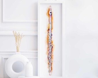Flûte colorée à l'aquarelle | Peinture d'instrument de musique par Jamie Hansen