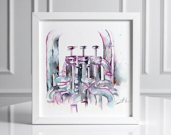 Four Valve Euphonium | 10" x 10" Print | Watercolor Painting by Jamie Hansen