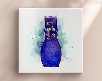 English Horn Bell in Indigo | 8" x 8" Print | Watercolor Painting by Jamie Hansen