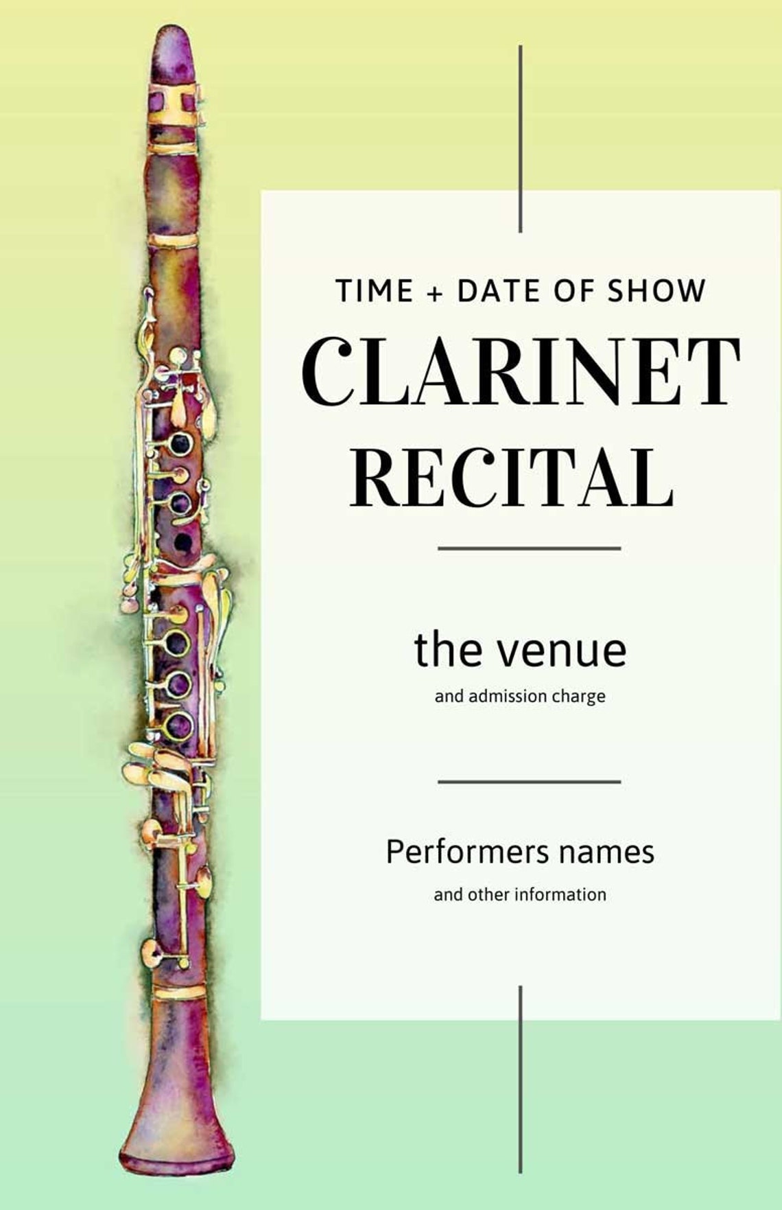 Recital Concert Poster Template Editable Canva Etsy