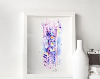 Straight Soprano Saxophone | Watercolor Art by Jamie Hansen