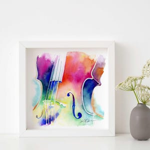 Rainbow Cello Watercolor Print