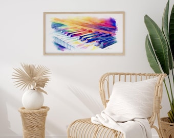 Piano Keys Sunrise Print | Music Room Decor Watercolor Painting by Jamie Hansen