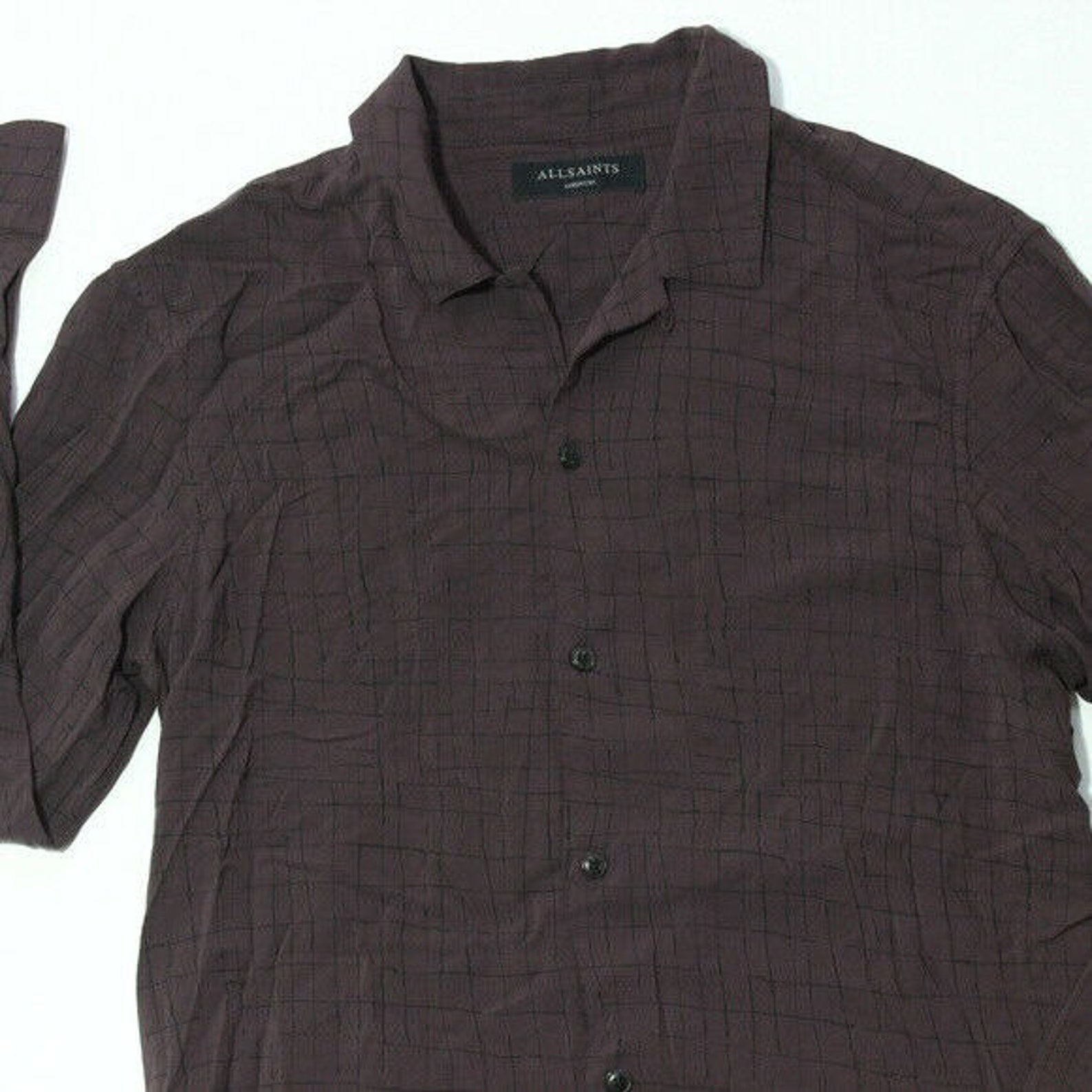 All Saints Plaid Button Up Shirt Mens Brown Sz Medium Etsy