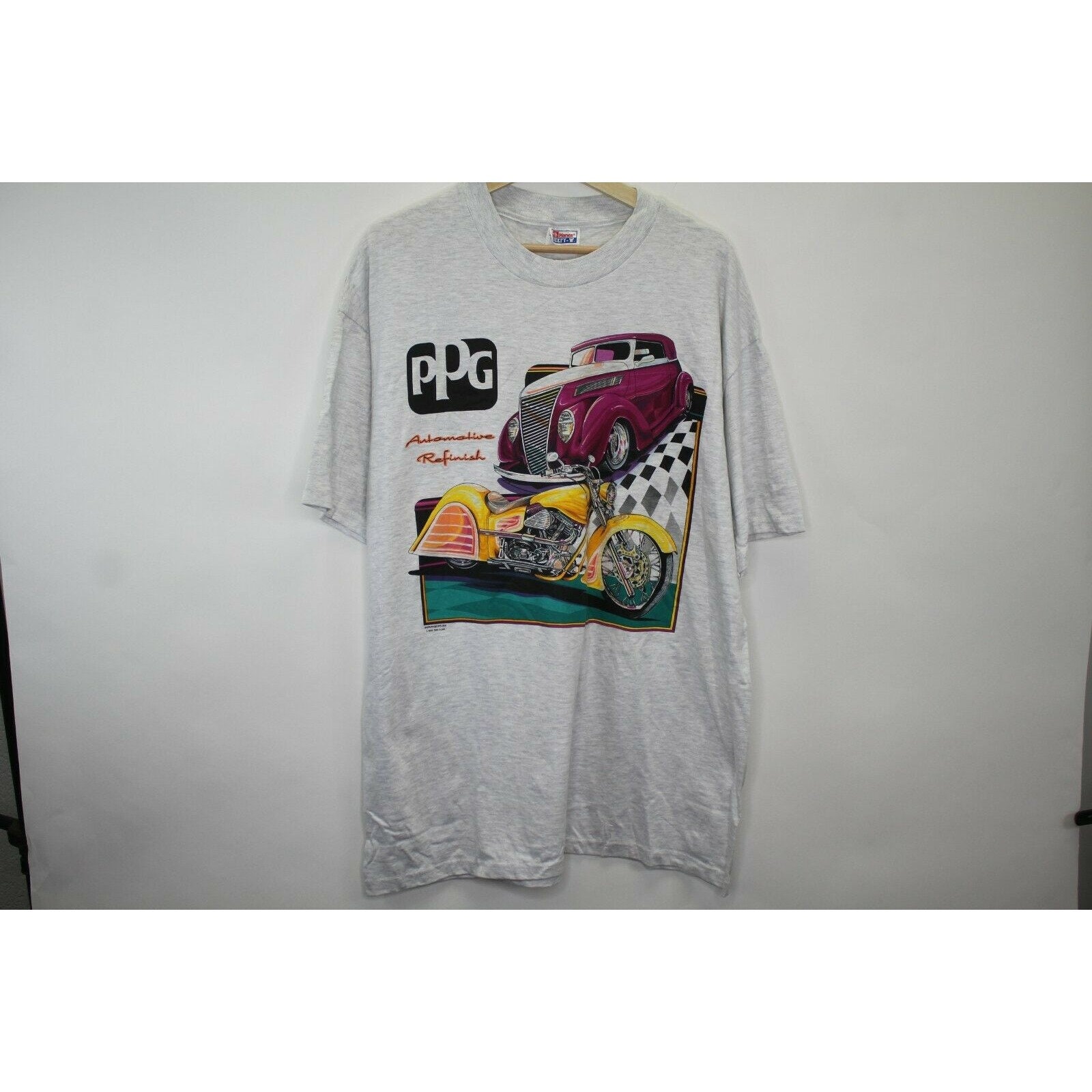 J179 Vintage Hanes PPG Automotive Graphic Tee Shirt Gray Etsy