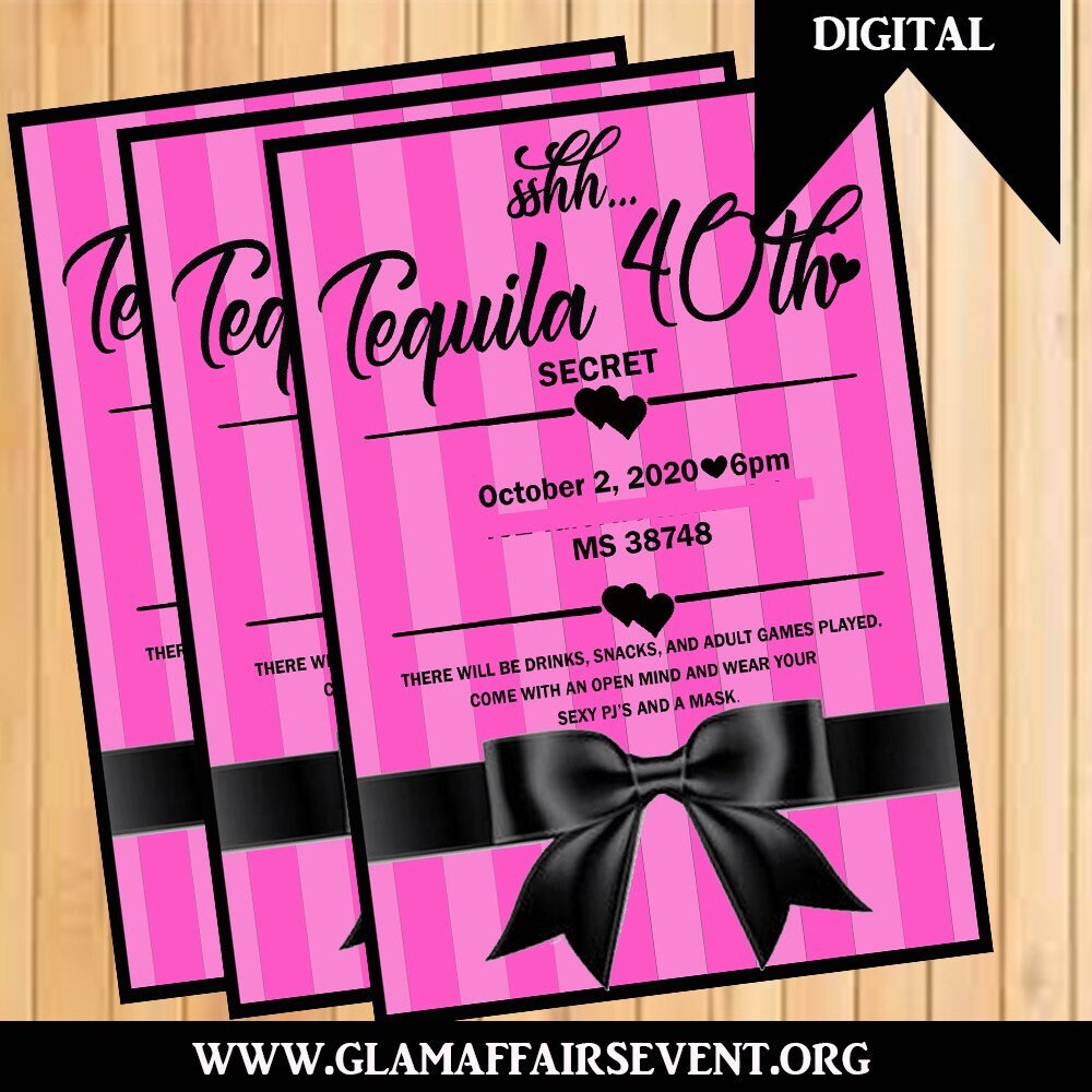 Pink Birthday Invitations Digital File Etsy