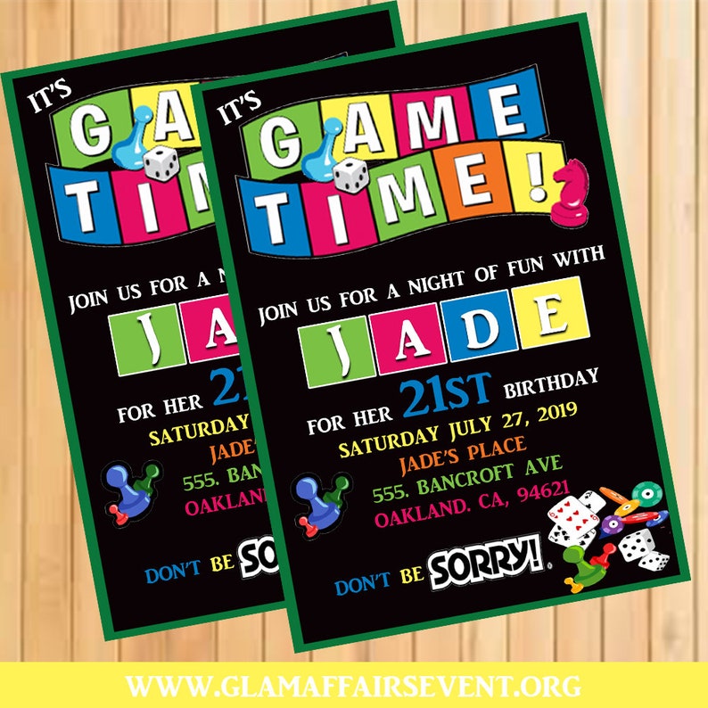Game Night Invitation Birthday Party Invitation Custom Etsy