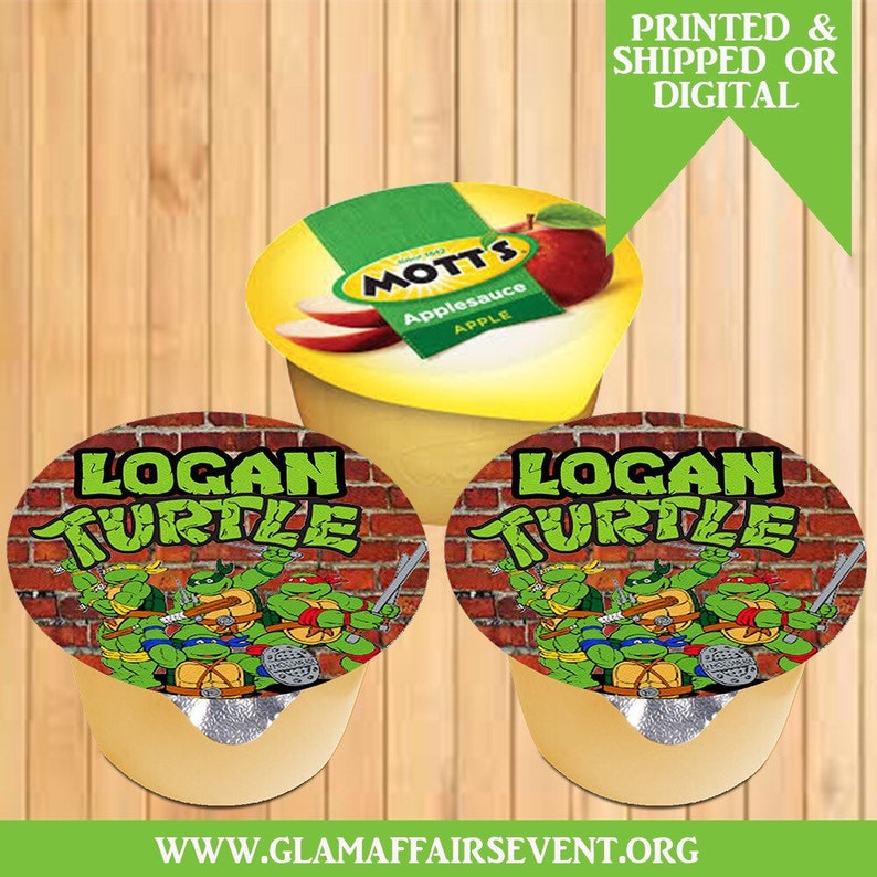 3/' Custom Labels Printed Ninja Turtles Custom Apple Sauce Labels Digital