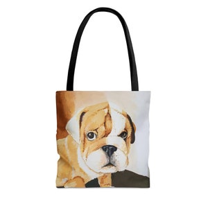Bulldog puppy Tote Bag, unique bags for her, gifts for her, dog mum gifts, gifts for mum.