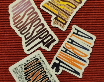 Handmade Mississippi Art Stickers, Laptop and Tumbler Decals