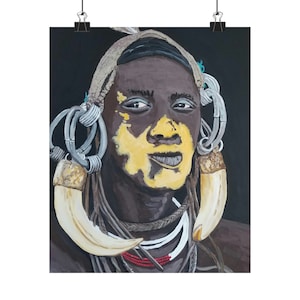 Maasai Tribesman painting By Doreen Kennedy. Matte Vertical Posters
