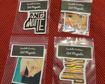 Handmade Art Magnets: Puppy, Hendrix, Mississippi Kitchen Decor