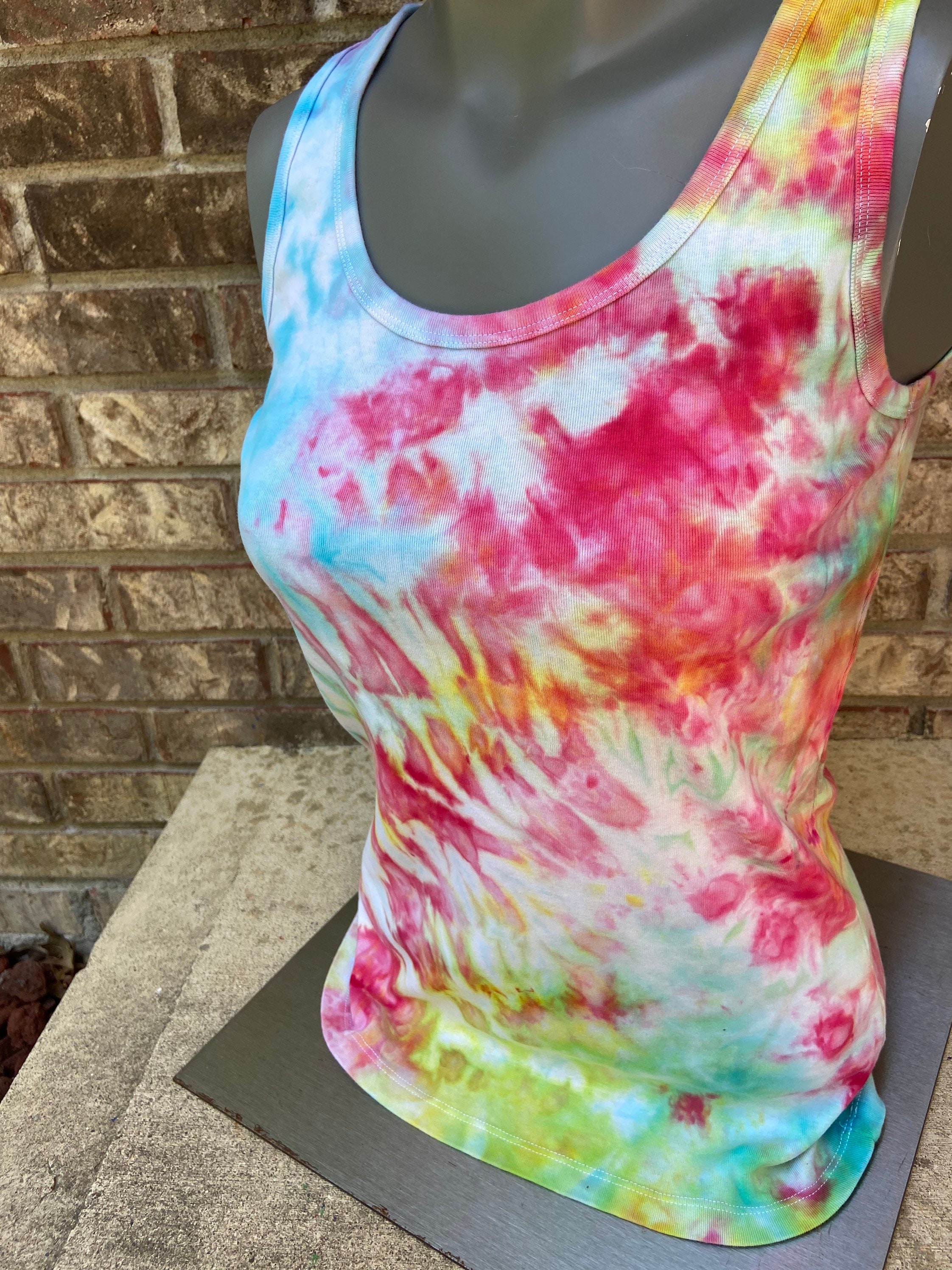 Tye dye shirt size small rainbow tank ice dye tank small top | Etsy