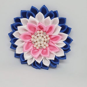 Gorgeous multi-color polyester satin flower brooch/ Hair accessory/ Lapel pin