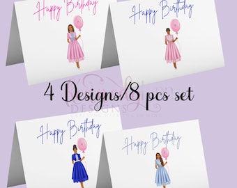 Birthday Greeting Cards: Elegant Woman Designs, 8-Pack