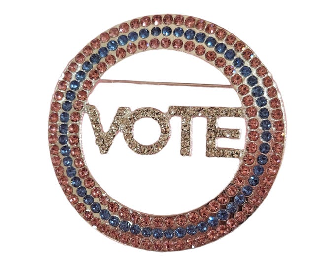 Featured listing image: VOTE / Pink and Blue Vote Brooch Pin