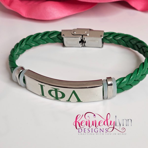 Iota Phi Lambda Woven Braided Rope Bracelet with Greek Letters/ Iota Bracelet