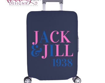 Jack and Jill Custom Luggage Cover/ Personalized Luggage Cover/ Suitcase Cover