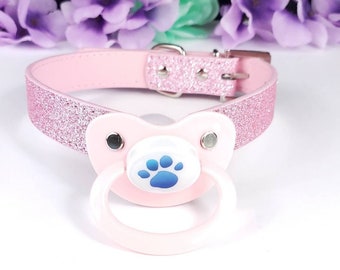 Adult Pacifier Gag - DDLG & ABDL Gag - Paw Print Pink DDLG Pacifier Gag - Adult Baby Age Play Pacifier Gag - Little Space Accessories