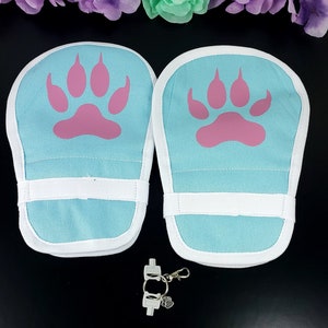 Blue Pet Play Paws Restraints - Locking Hand Restraints - ABDL Safety Mittens - Animal Roleplay | Cute DDLG/ABDL Accessories Ideas