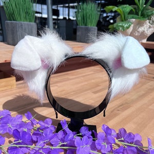 Puppy Ears - White Cosplay Puppy Ears - Dog Halloween Animal Ears - Puppy Pet Play - Faux Fur Animal Ears Headband