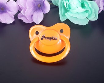 Pumpkin Adult Pacifier - Handmade DDLG & ABDL Adult Baby Pacifier in Various Colors for Soothing and Age Regress | Baby Cosplay Accessories