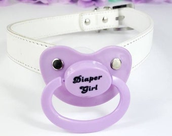 ABDL Adult Pacifier Gag - Diaper Girl Gag - DDLG Pacifier Gag - Adult Baby Age Play Pacifier Gag, BDSM Dummy Gag, Mature Gag