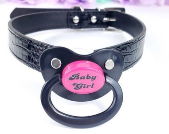 Baby Girl Pacifier Gag, Black ABDL Gag, DDLG Pacifier Gag, Adult Baby Age Play Pacifier Gag, BDSM Dummy Gag, Mature Gag