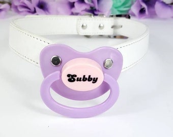 Adult Pacifier Gag - White ABDL Gag - Subby DDLG Pacifier Gag - Dummy Pacifier with Straps - Mature Adult Baby Age Play Pacifier Gag