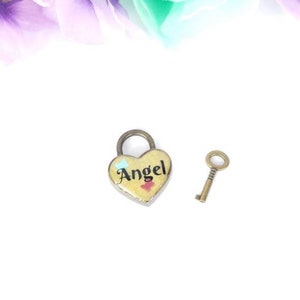Angel Heart Pad Lock - Aluminum Heart Lock - Day Collar Closure Lock - Diary Lock