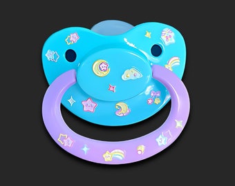 Deco Adult Pacifier - Glow In The Dark Stars and Moons ABDL Adult Baby Pacifier for Soothing and Age Regress |  Adult Baby Agere