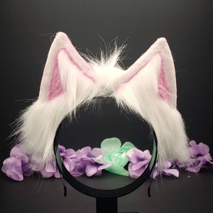 Kitten Ears - Pink Kitten Cosplay Ears - Neko Ears - Cat Halloween Ears -Kitten Pet Play Bendable Ears - Faux Fur Animal Ears